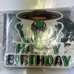 Aliens birthday banner, stickers, balloons and more all new excellent condition